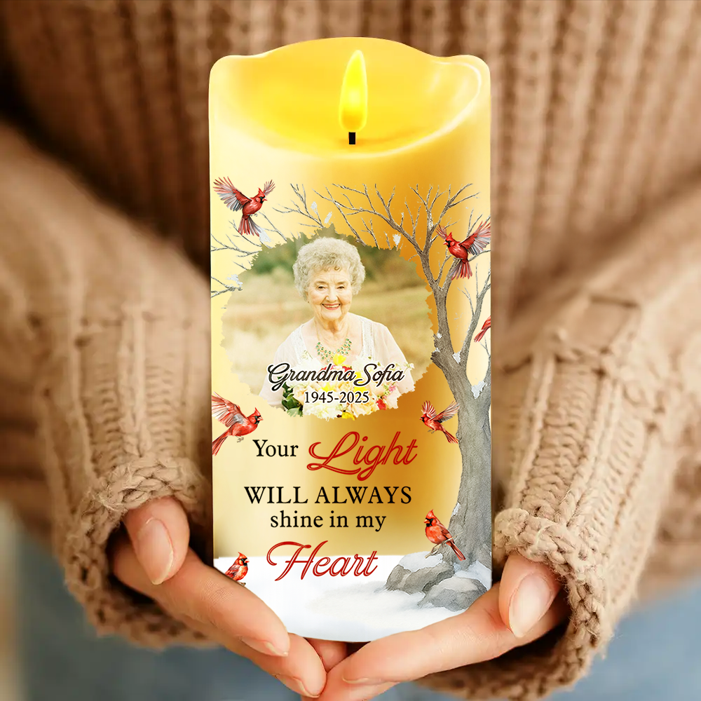 Your Light Will Always Shine In My Heart - Personalized Photo LED Candle
