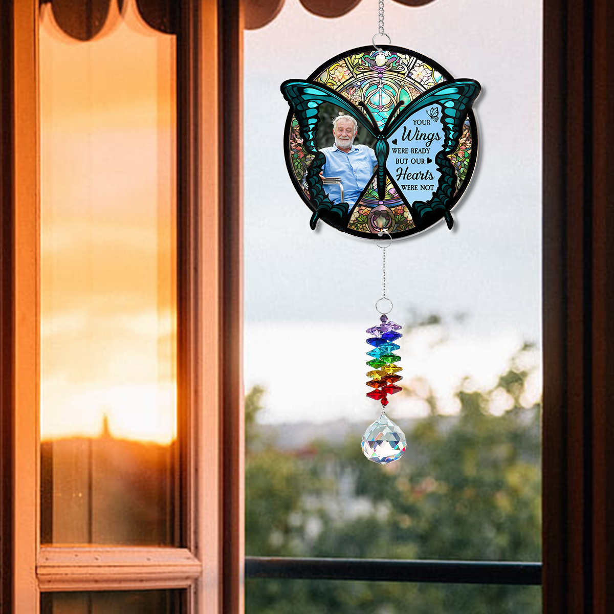 Butterfly I'm Always With You  - Ornament Hanging Piece With Crystal Charm - 2 Layered