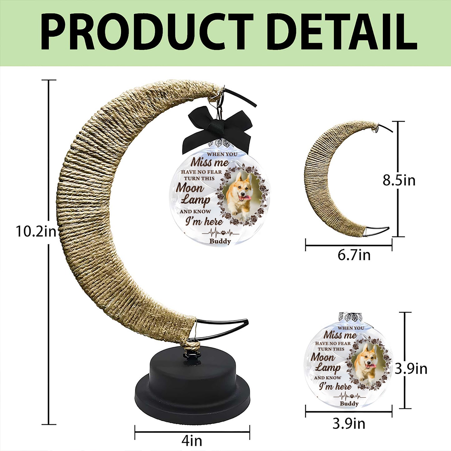 Custom Photo Four Paws, One Heart - Personalized Memorial Moon Led Lamp - Remembrance Gift, Sympathy Gift