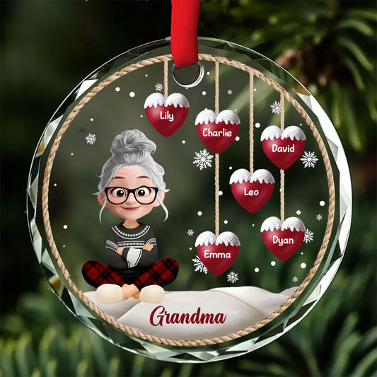 Christmas Snowman Grandma - Christmas Gifts - Personalized Custom Glass Ornament