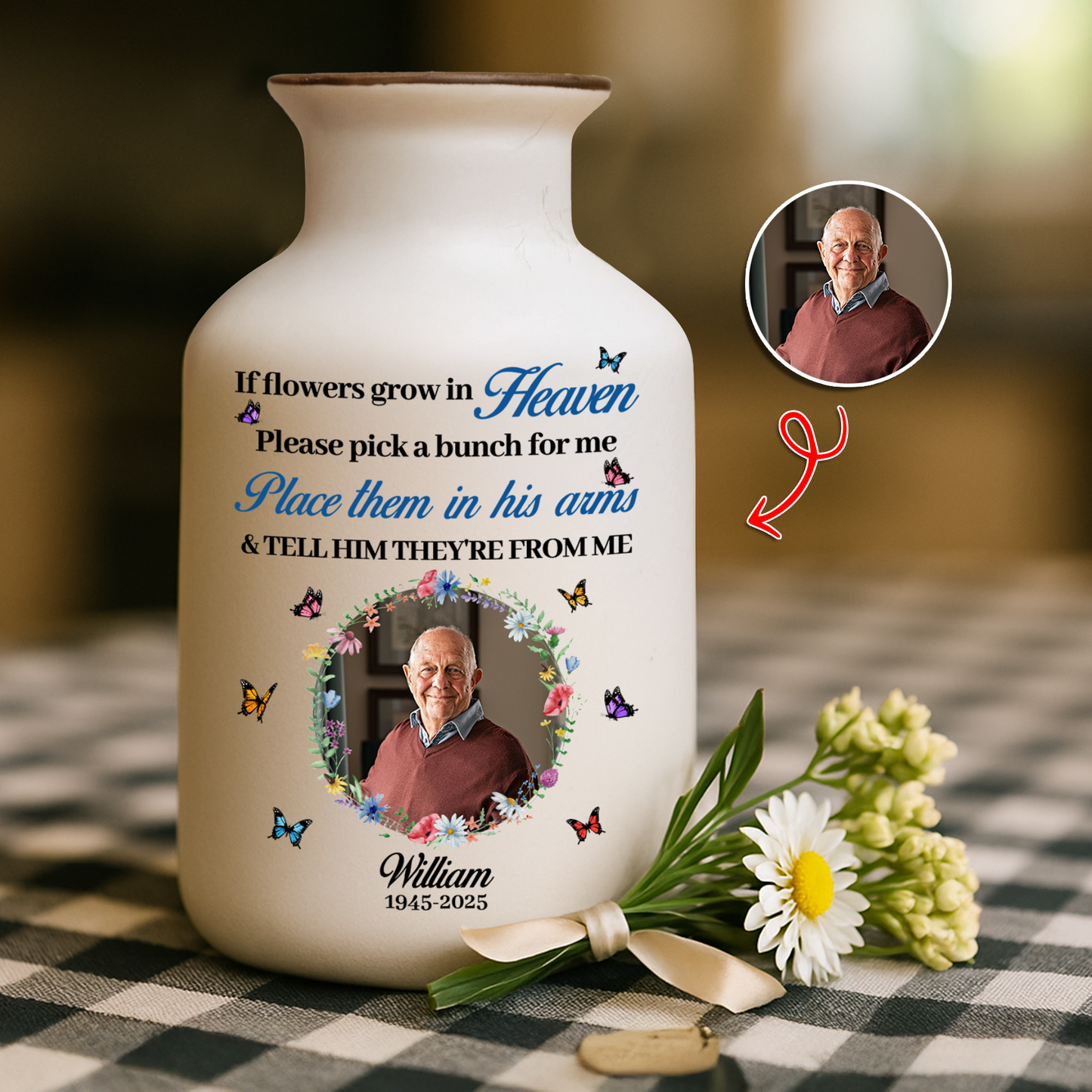 Place Them In His Arms - Elegant White Ceramic Flower Vase Minimalist