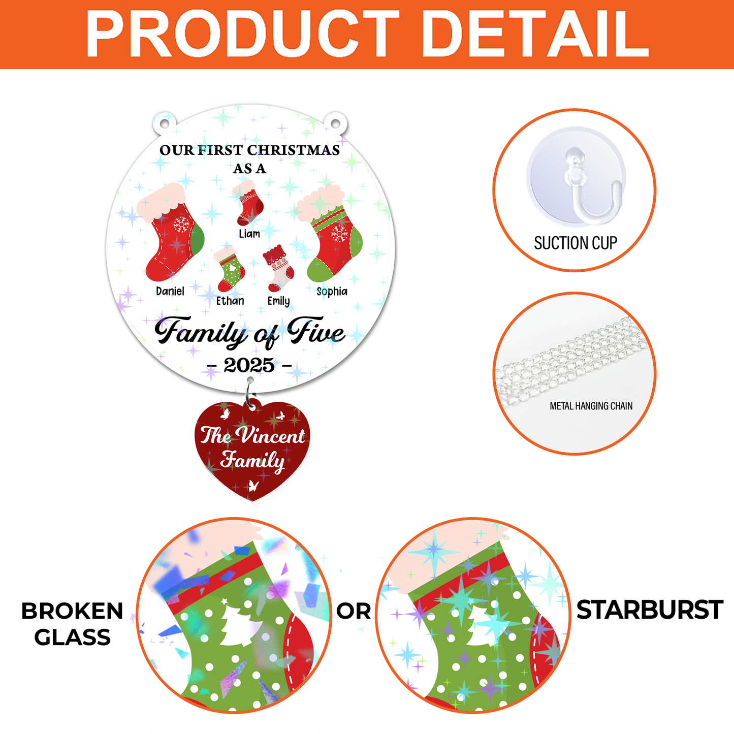 Family Of - Hologram Ornament Hanging Piece With Crystal Charm
