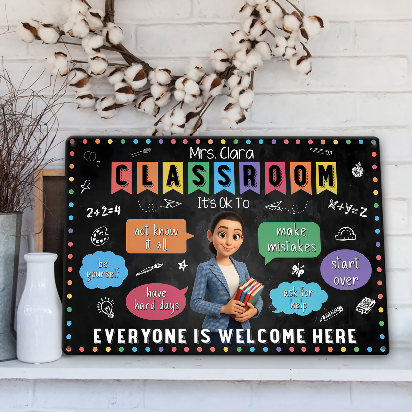 It's Okay To Make Mistakes And Start Over - Personalized Teacher Metal Sign
