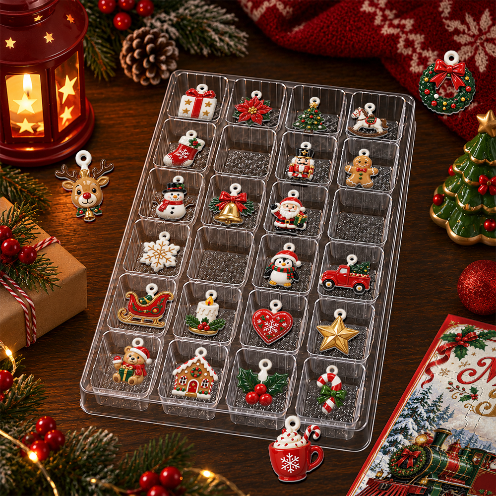 Merry And Bright Advent Calendar 2026 24 Day Christmas Countdown Box With Cute Figurines - Advent Calendar Box-Box&Acrylic