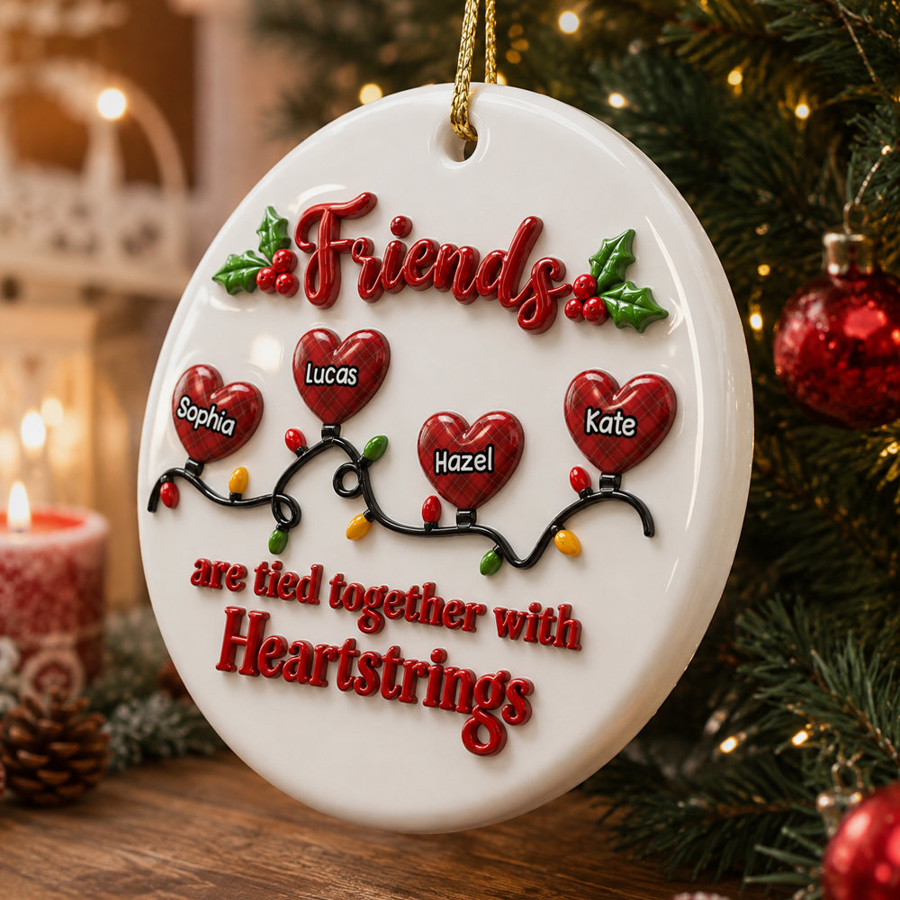 Friends Are Tied Together Christmas - Real 3D Ceramic Ornament