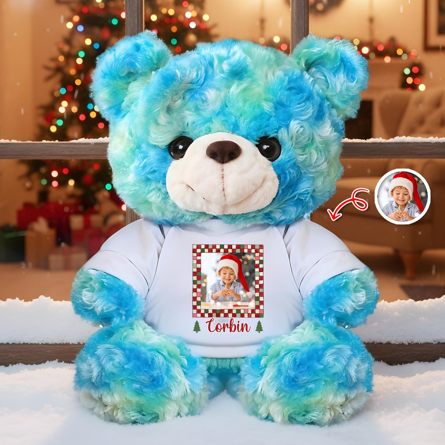 Hug You Merry Christmas - Memorial Personalized Custom Teddy Bear Plush