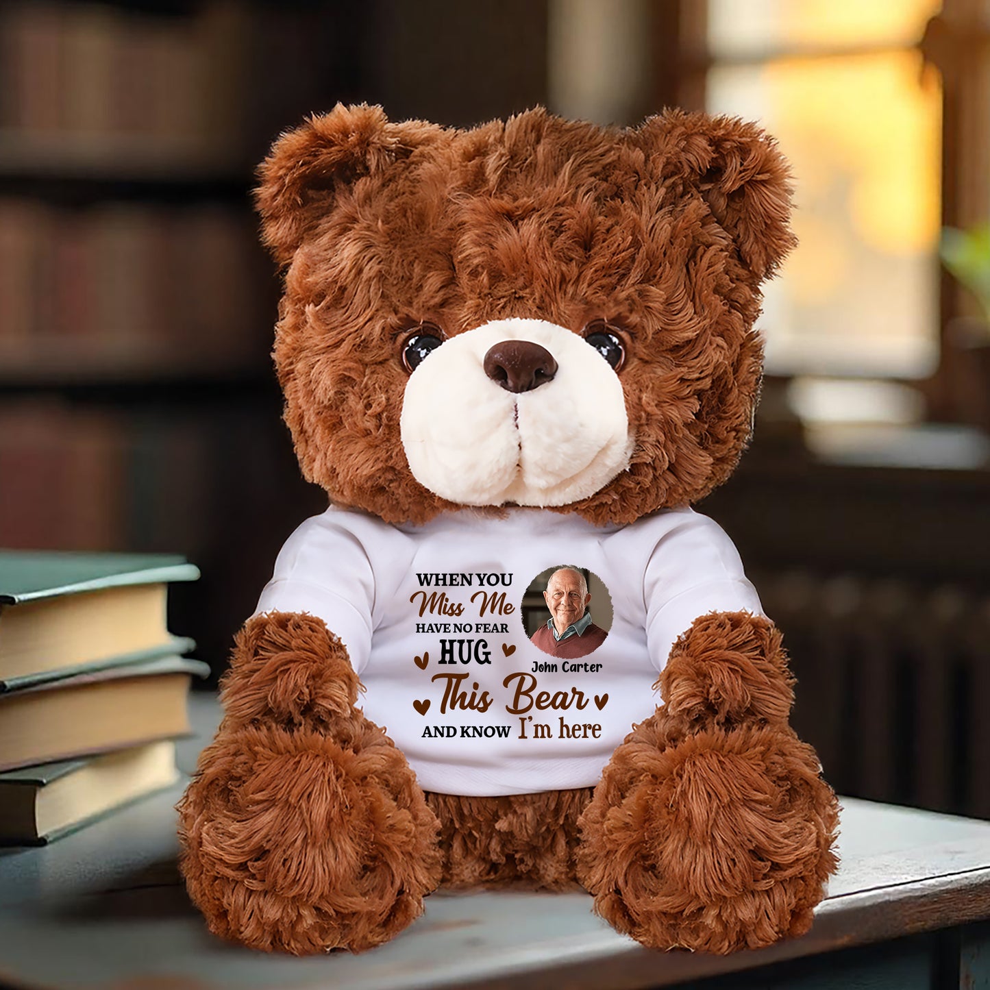 Hug From Heaven I Miss You - Memorial Personalized Custom Teddy Bear Plush - Sympathy Gift For Family Members