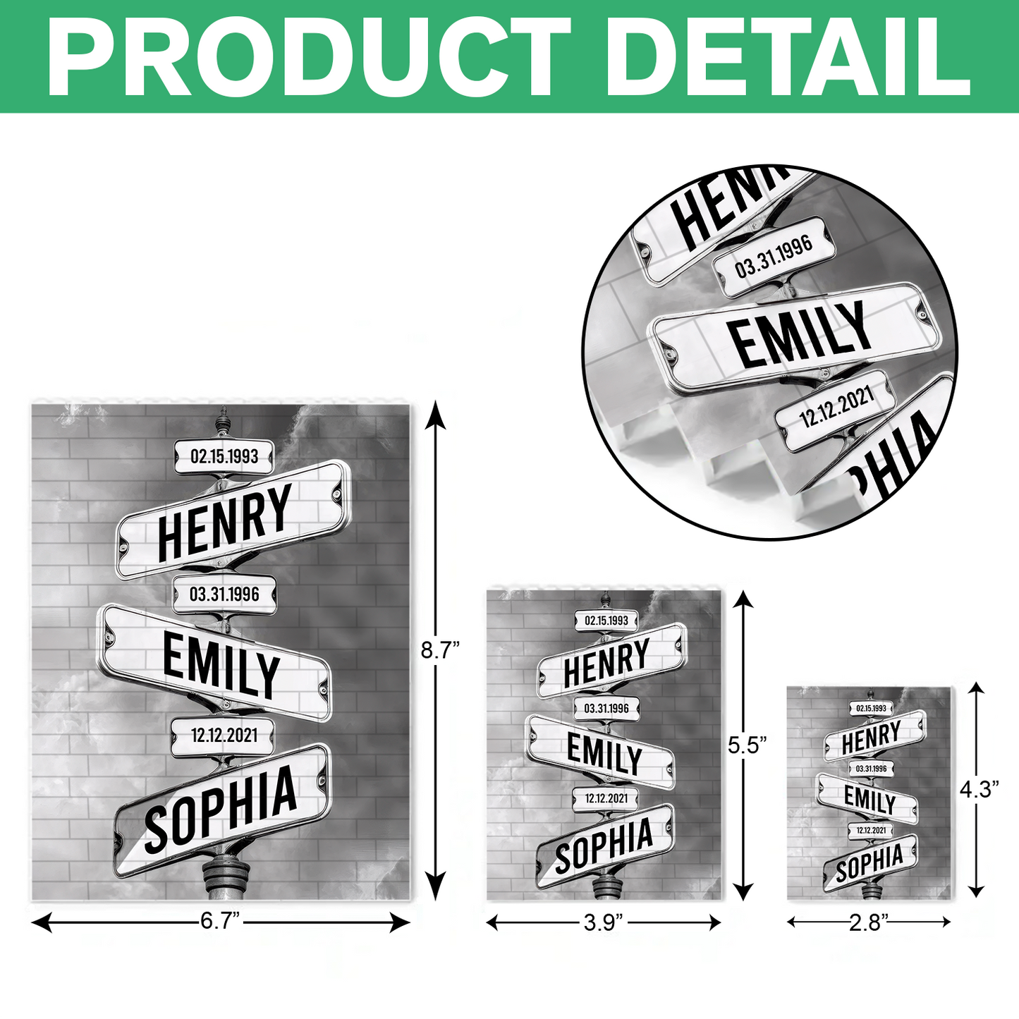 Personalized Family Names Date of Birth Vintage Street Sign Premium - Personalized Rectangle Building Brick