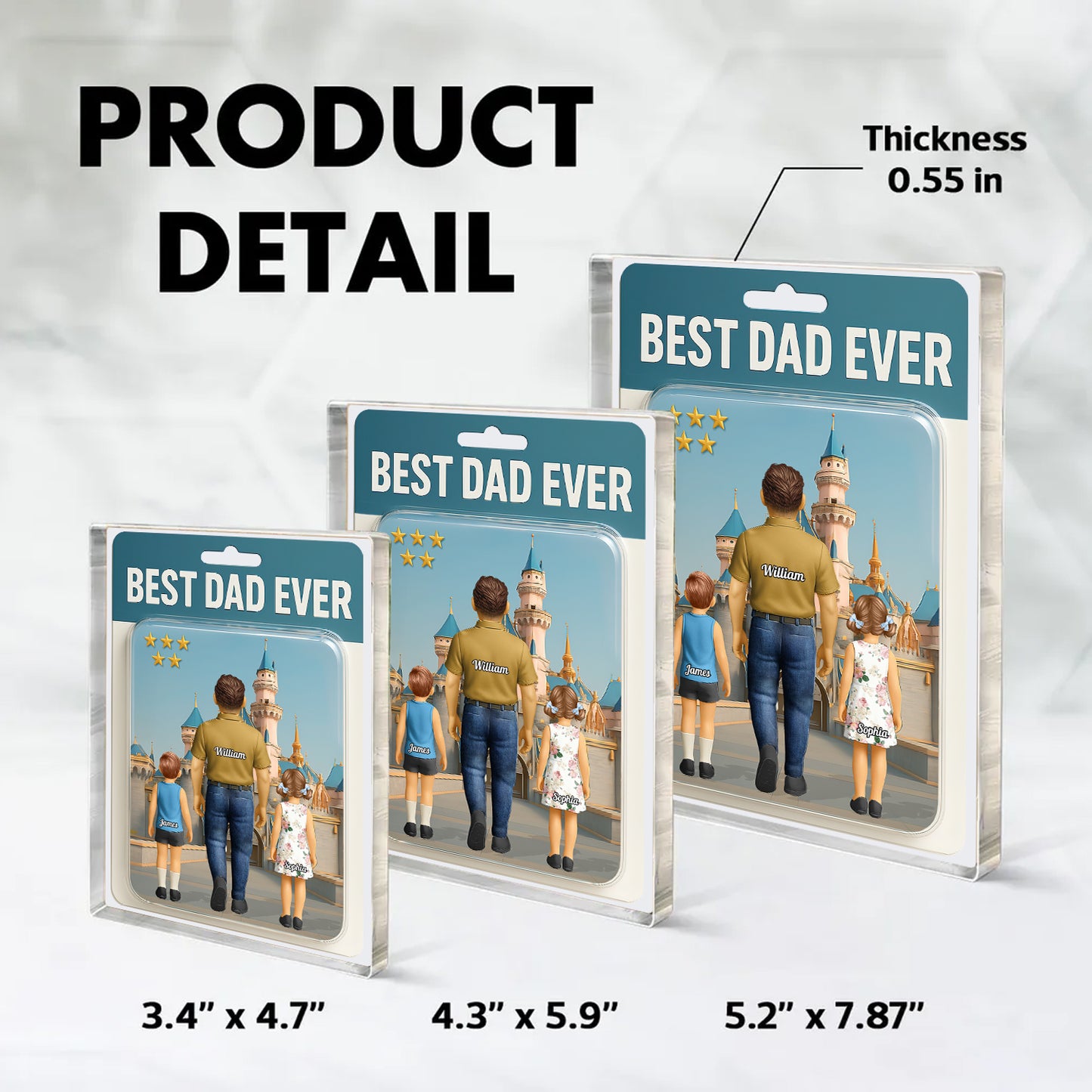 Best Dad Ever Style - Custom Figure Personalized Acrylic Block Plaque