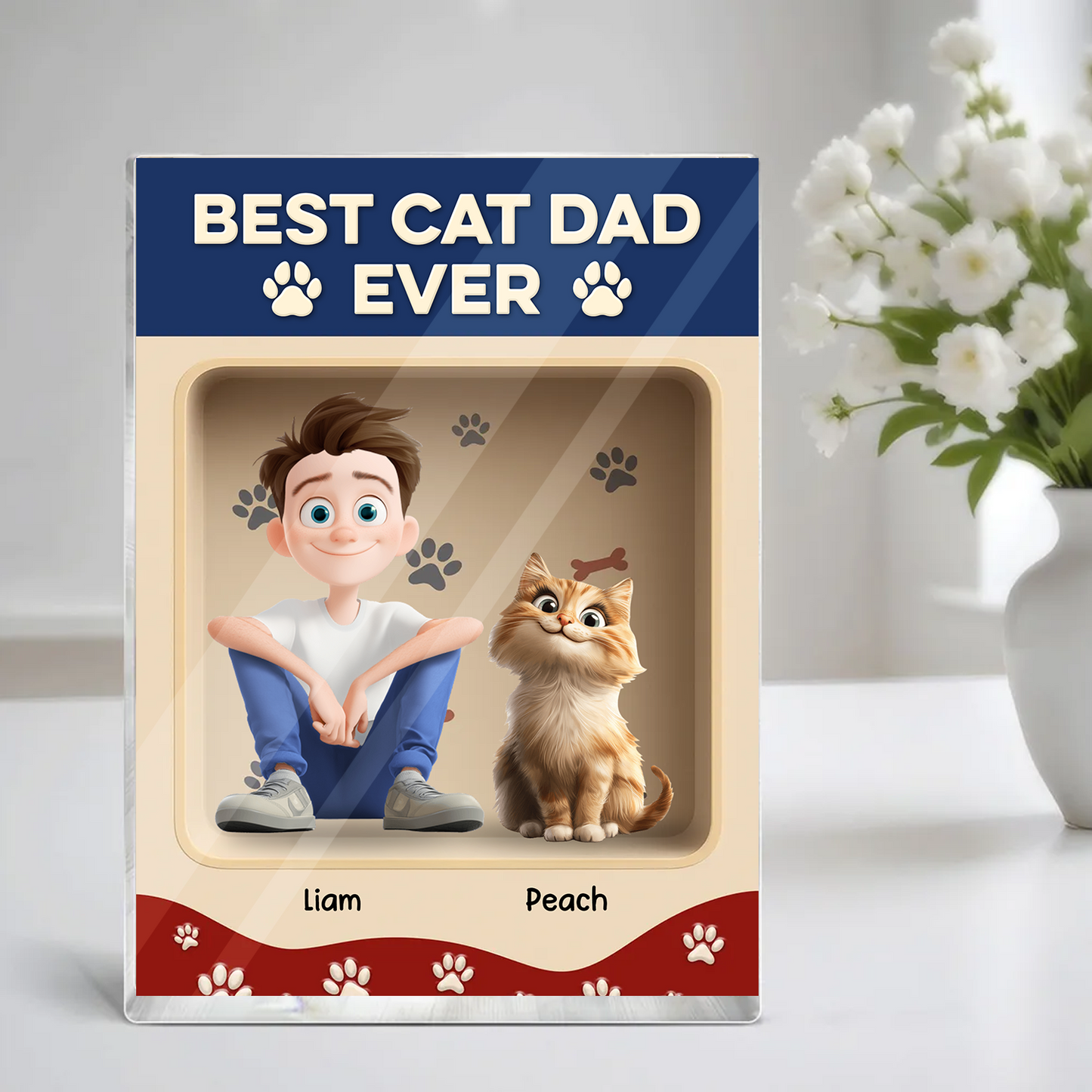 Best Dog Dad Ever - Custom Figure Personalized Acrylic Block Plaque