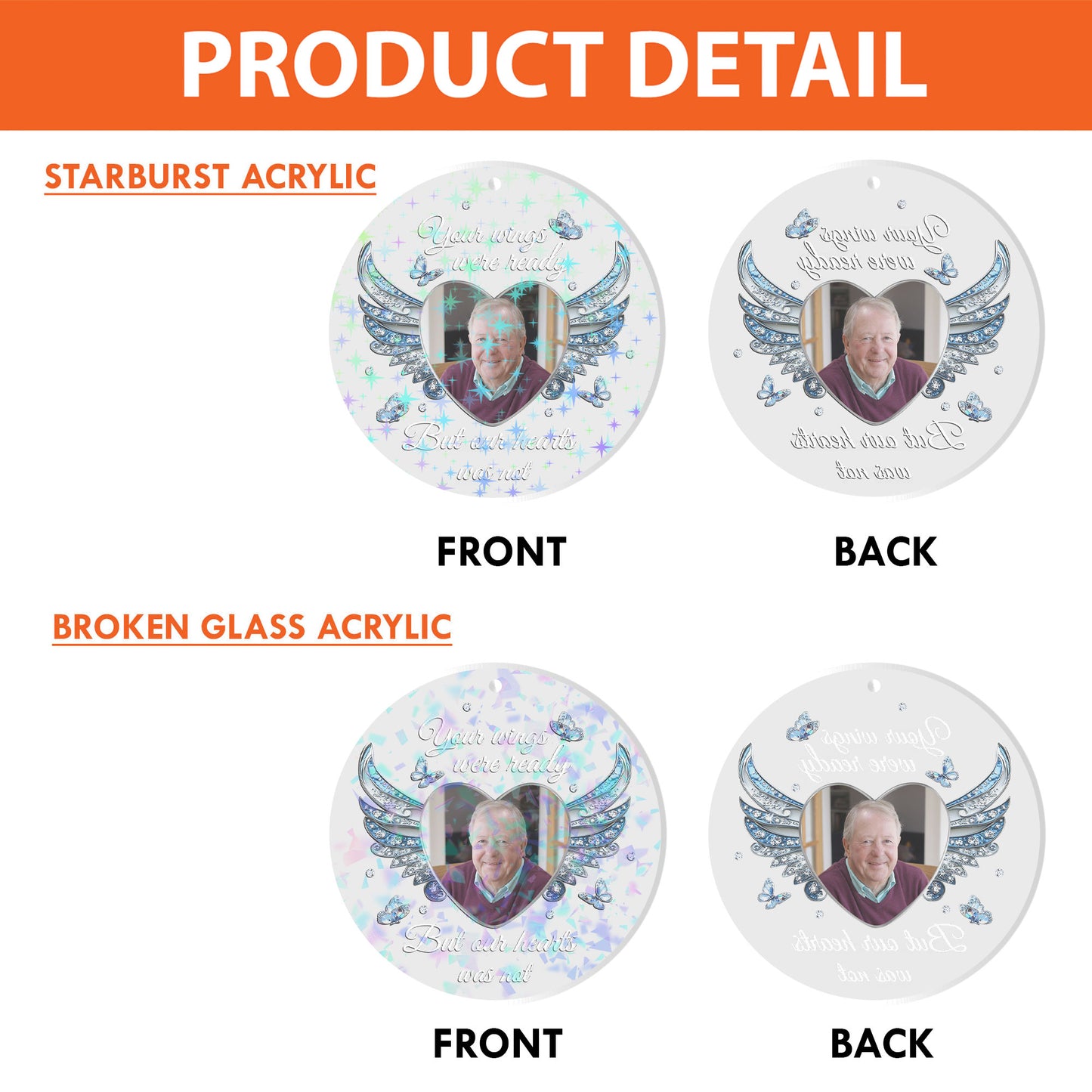 Your Wings Were Ready Christmas Ornament - Custom Shape Hologram Ornament