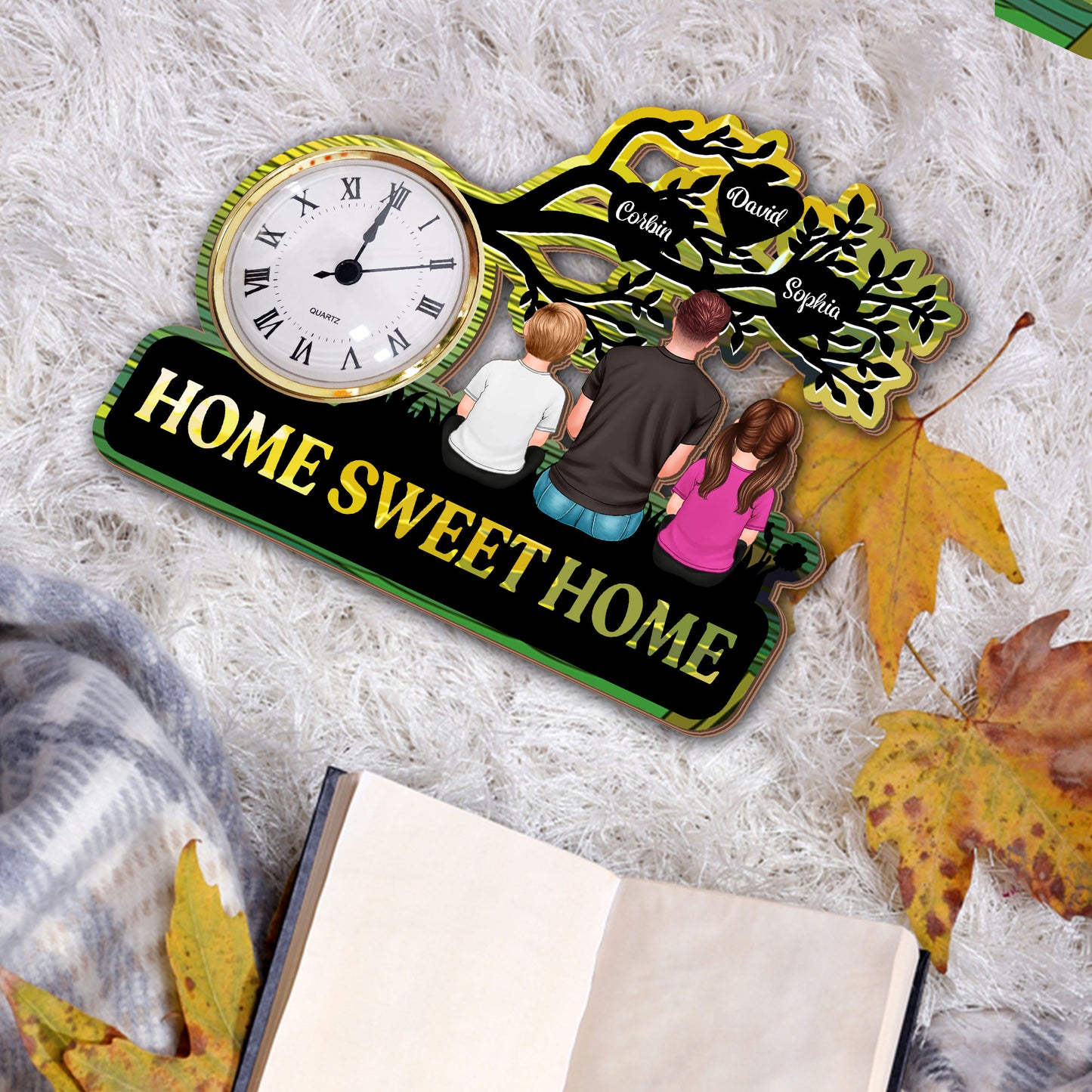 Sweet Home - Desk Clock Plaque Personalized Gifts