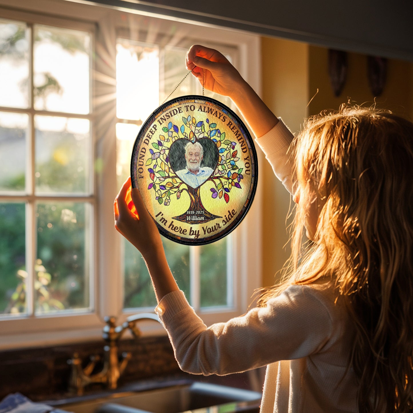 Found Deep Inside - Personalized Photo Stained Glass Window Hanging Suncatcher