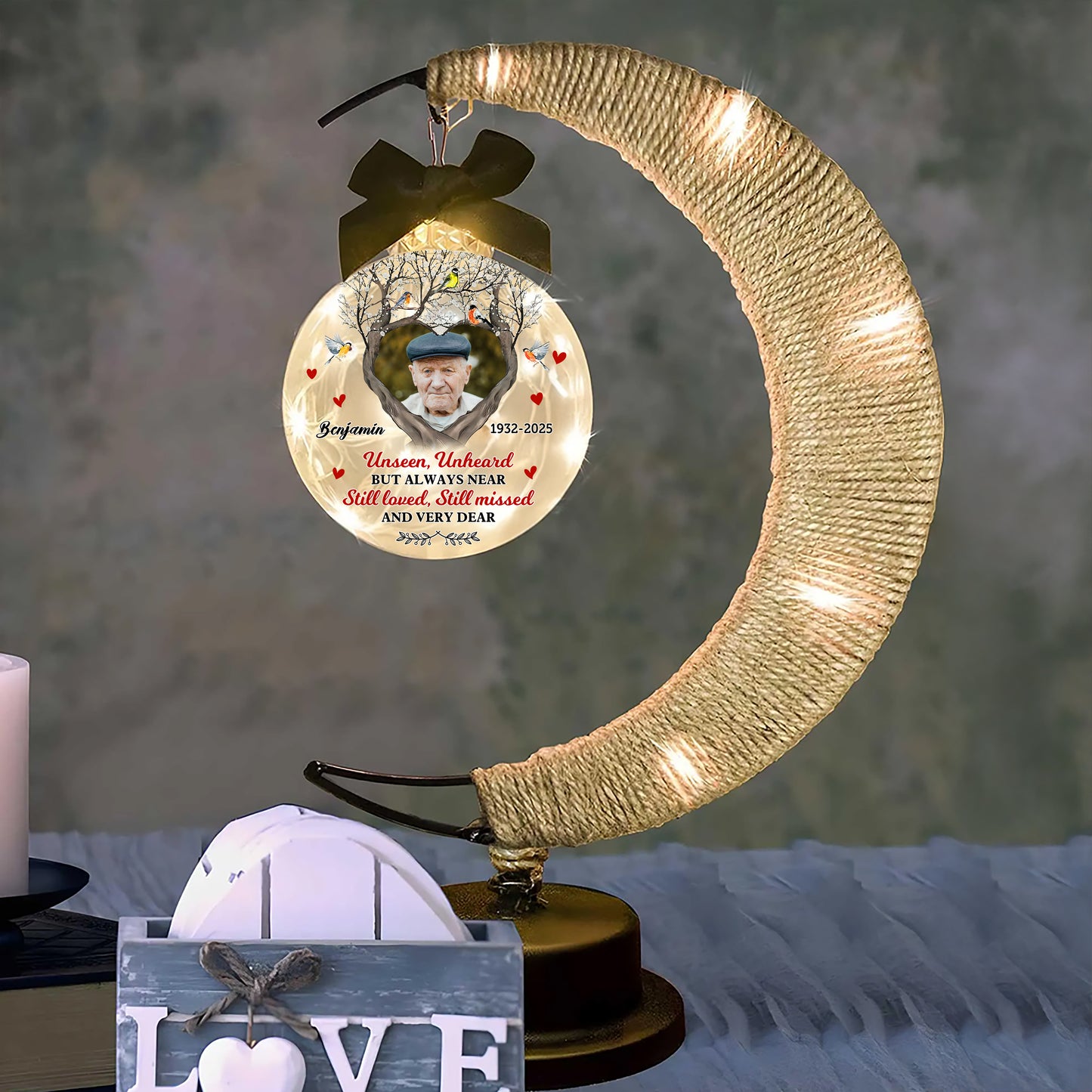 A Beautiful Soul, Forever Cherished - Personalized Memorial Moon Led Lamp - Remembrance Gift, Sympathy Gift