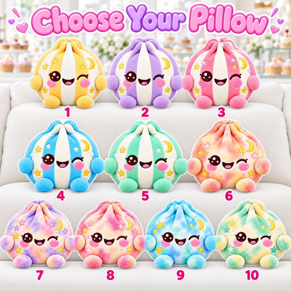 Dumpling Squishy Colorful Custom Shaped Pillow - Personalized Custom Pillow - Gifts for Kids