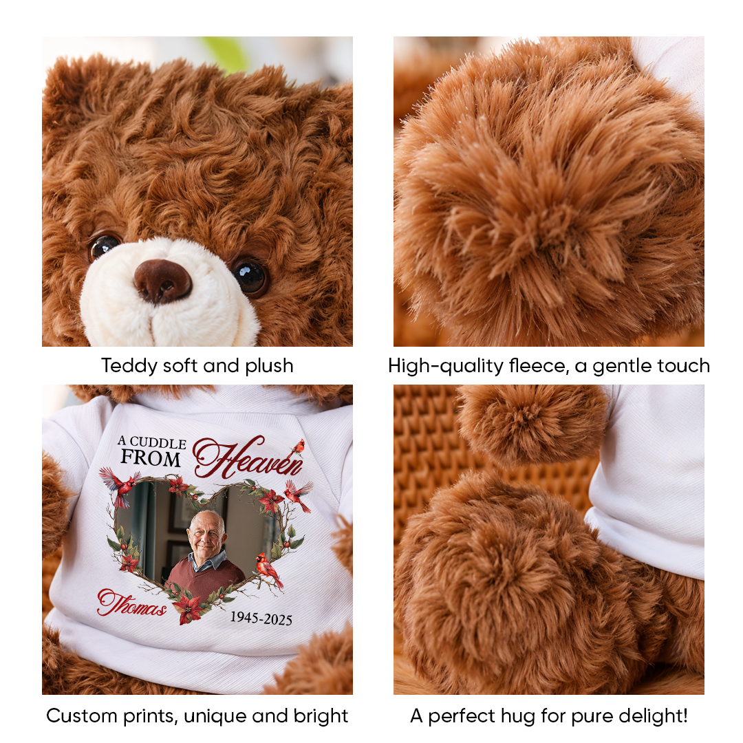 A Cuddle From Heaven - Memorial Personalized Custom Teddy Bear Plush - Sympathy Gift For Family Members
