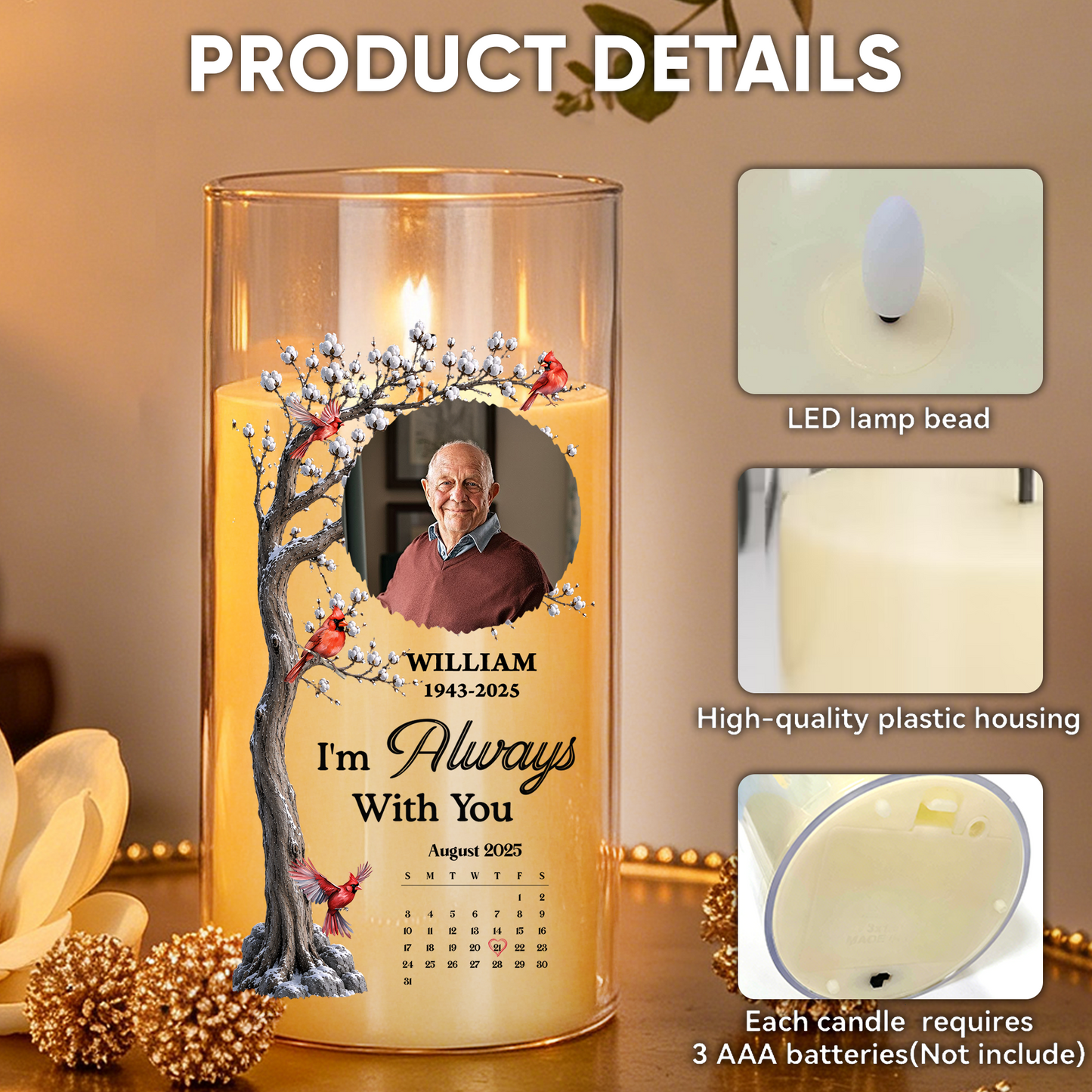 The Date You Left Me Memorial Candle - Personalized Flameless LED Candle