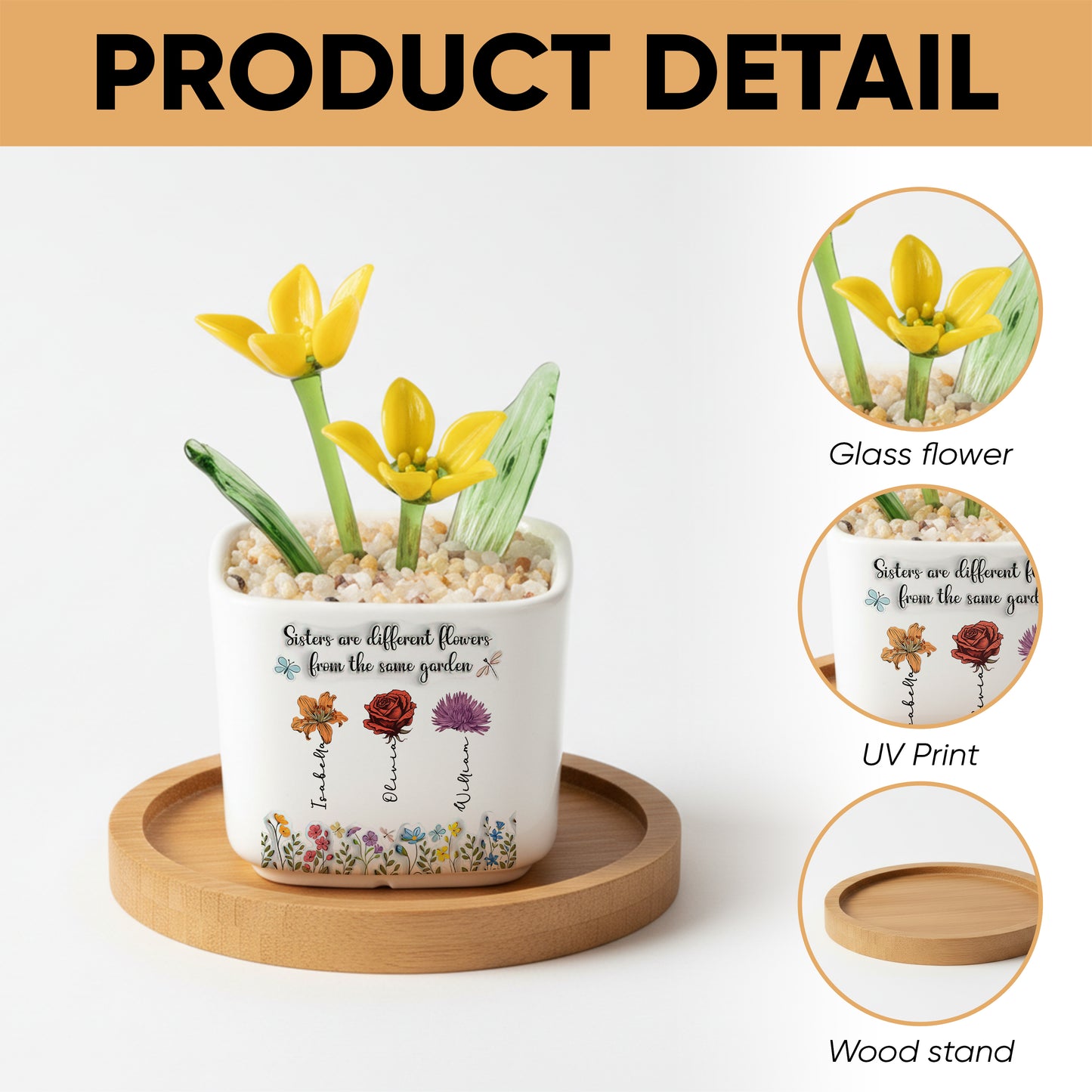 Sisters Are Different Flowers From The Same Garden - Personalized Custom Glass Everlasting Flowers