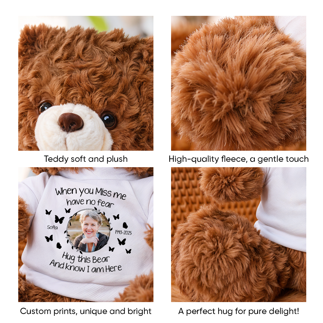 Hug This Bear - Memorial Personalized Custom Teddy Bear Plush - Sympathy Gift For Family Members