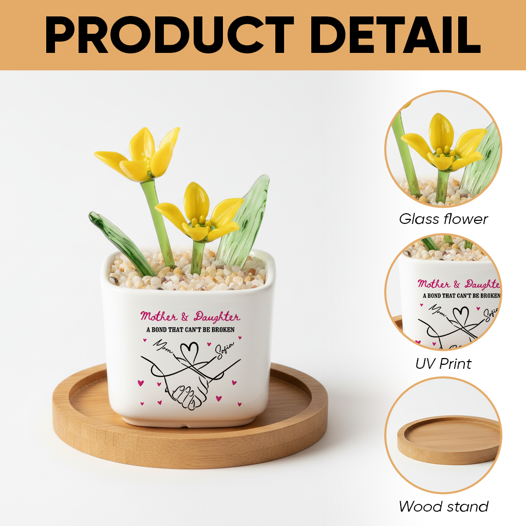 Mother And Daughter Relationship - Personalized Custom Glass Everlasting Flowers