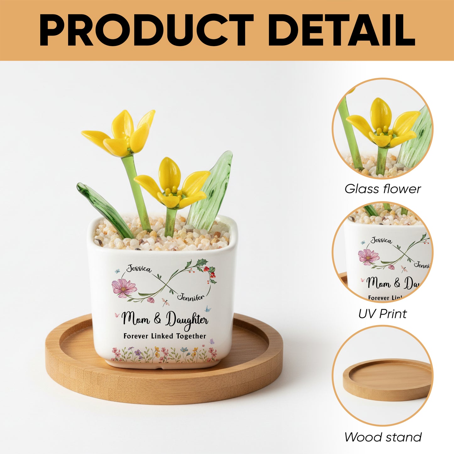 Mom Forever Be My Friend - Personalized Custom Glass Everlasting Flowers