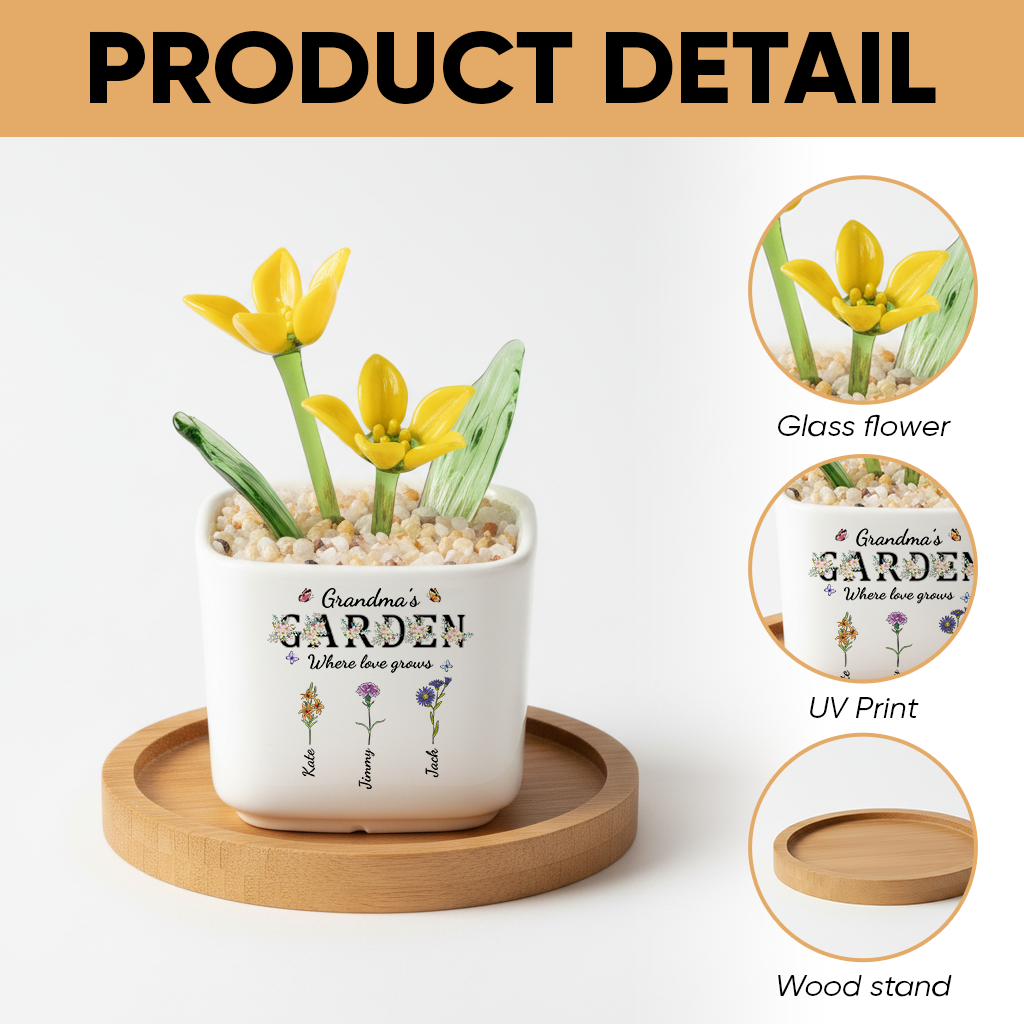 Grandmas Garden Flowers - Personalized Custom Glass Everlasting Flowers