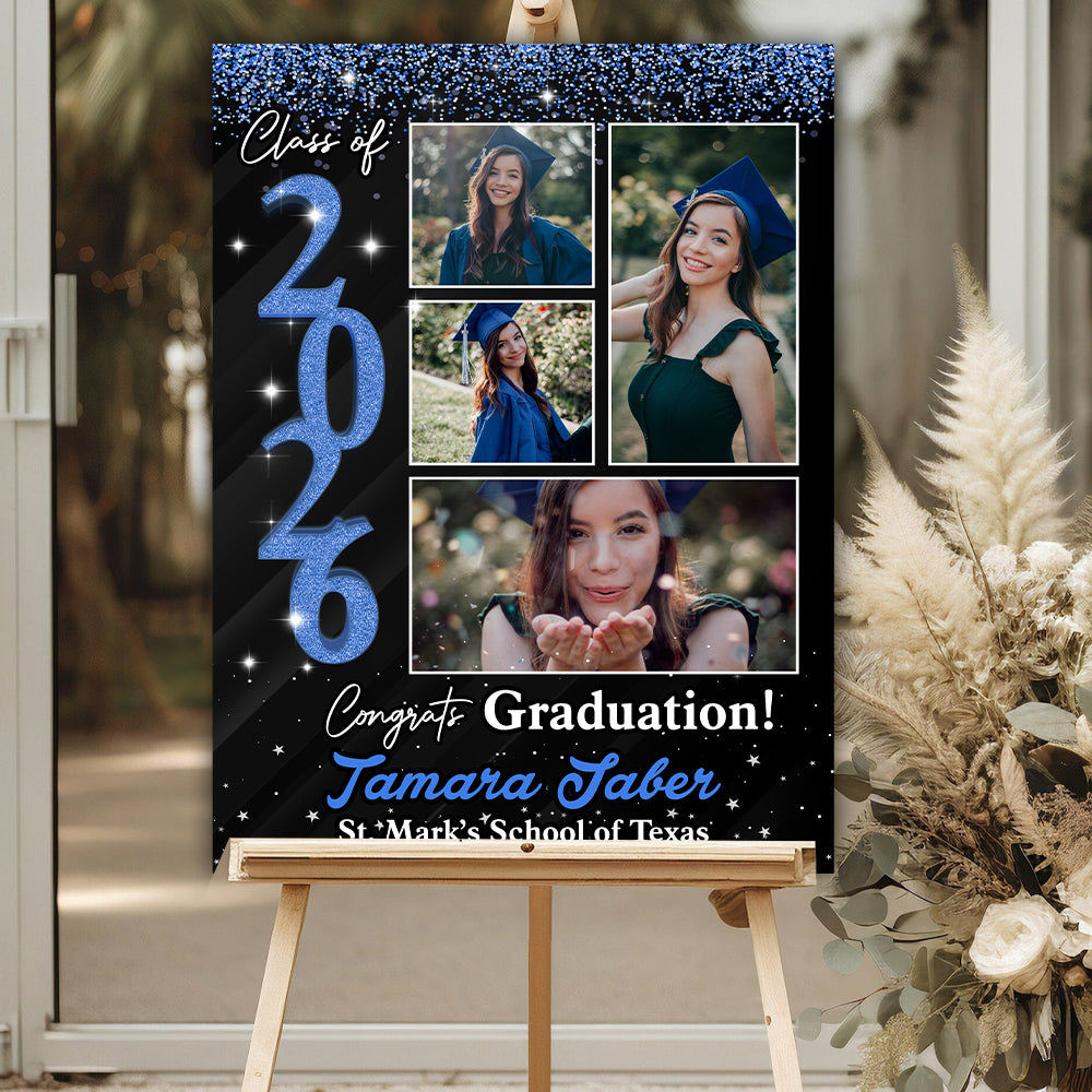 2026 Glitter Graduation Welcome Sign - Custom Photo Welcome Sign