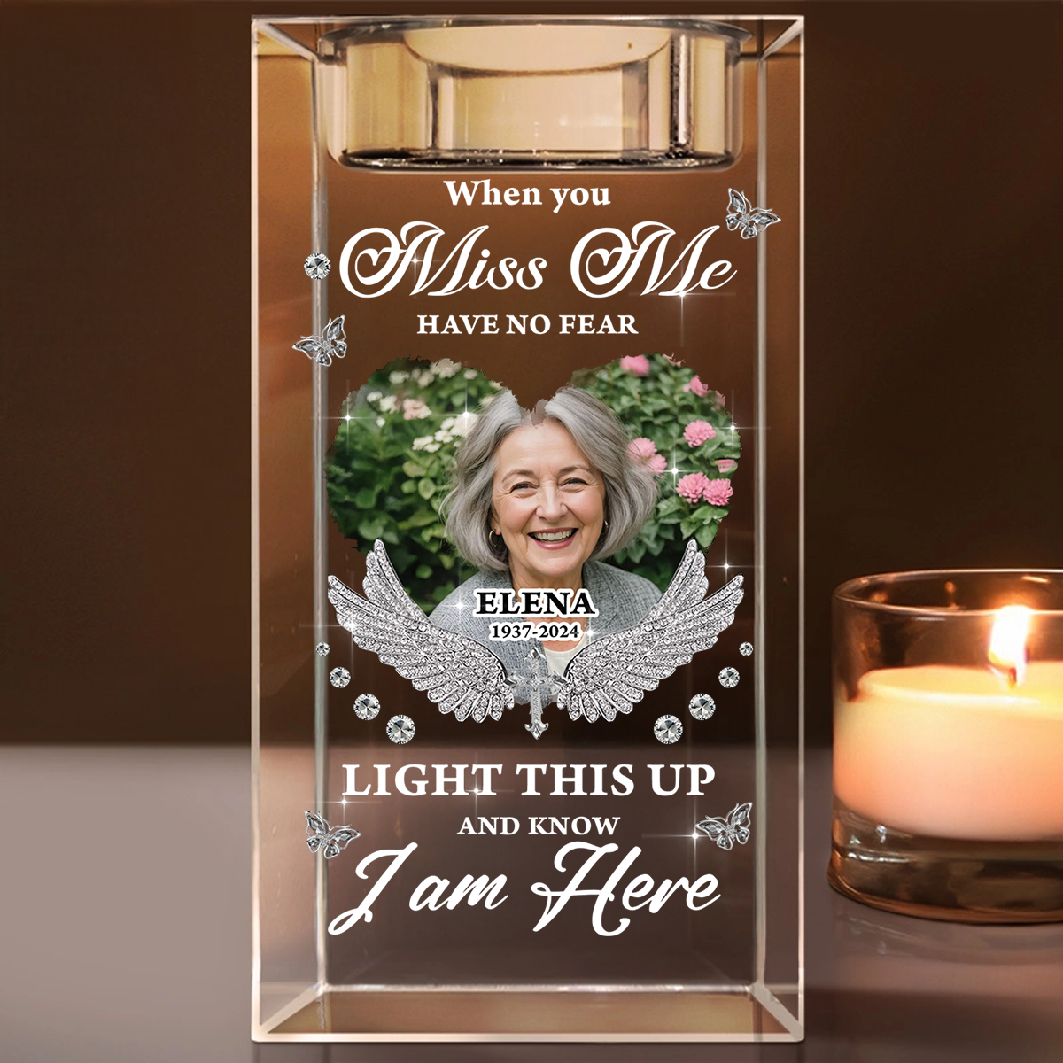 Charm Have No Fear Light This Up - Personalized Crystal Candle Holder