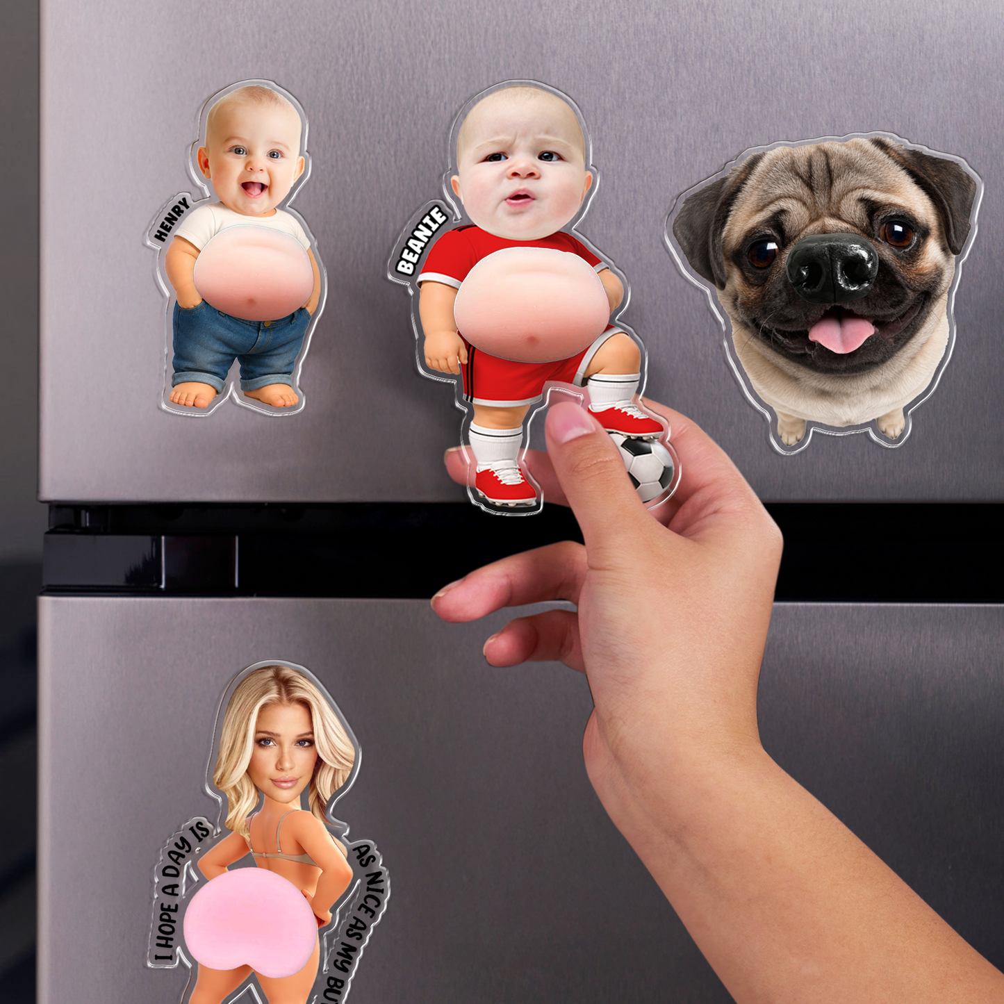 Personalized Funny Fridge Magnet - Custom Photo Squeeze Magnet, Kitchen Decor