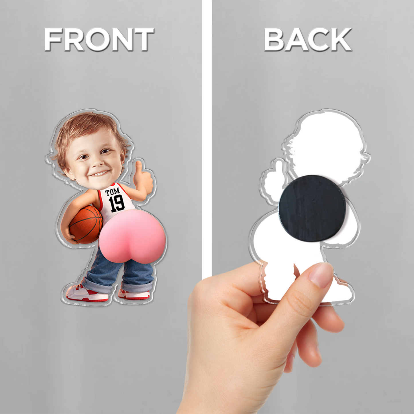 Personalized Funny Chibi Belly Fridge Magnet - Custom Dad Photo Squeeze Magnet, Kitchen Decor