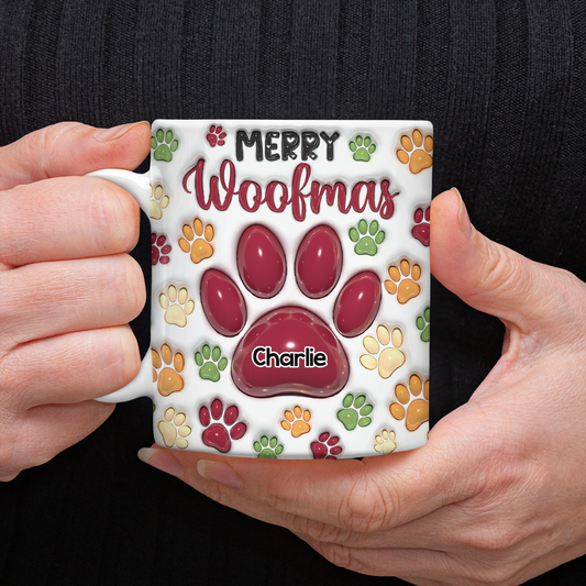 Christmas Paws Mug - Personalized Custom Coffee Mug - 3D Effect
