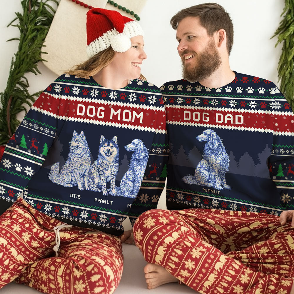 Dog Mom Dog Dad Ugly Sweater - Unisex Wool Jumper - Christmas Gift