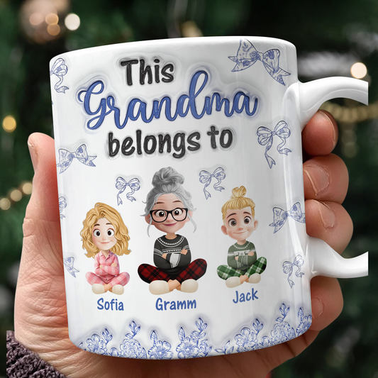 This Grandma Belongs To - Personalized Custom Coffee Mug - 3D Effect