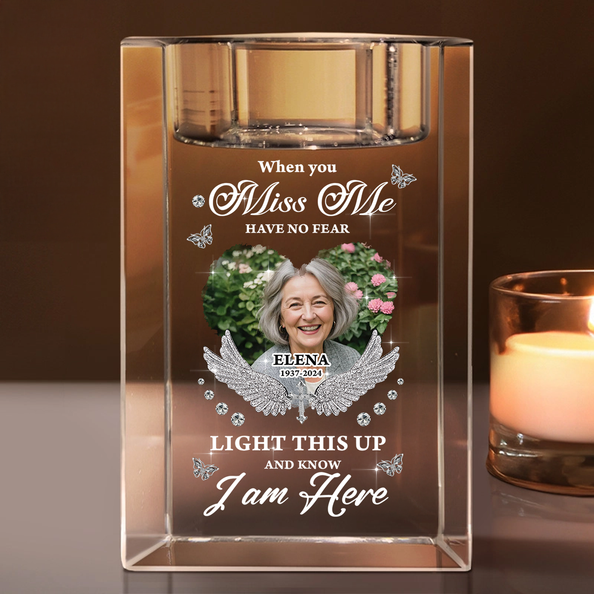 Charm Have No Fear Light This Up - Personalized Crystal Candle Holder