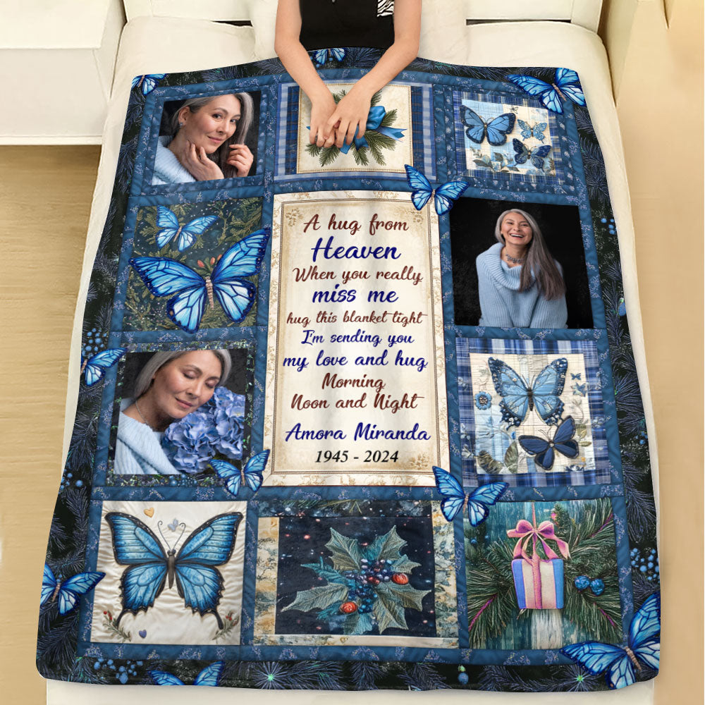 A Hug From Heaven Cardinal - Memorial Personalized Custom Blanket - Sympathy Gift