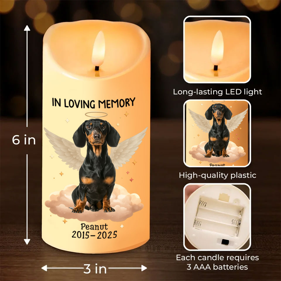 Custom Paw Personalized Photo LED Candle - A touching memorial with a pet photo.