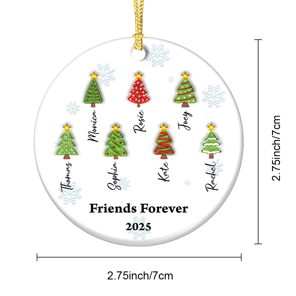 Christmas Tree Family - Personalized Custom Ceramic Ornament 3D Effect