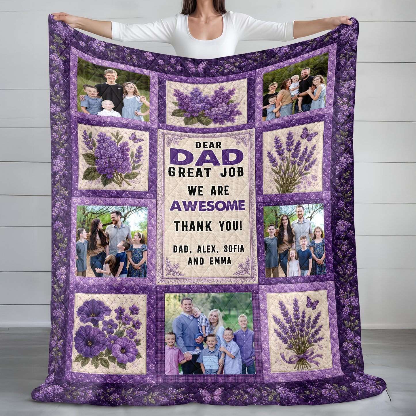 Dear Dad We Are Awesome - Personalized Custom Blanket - Quilt Blanket