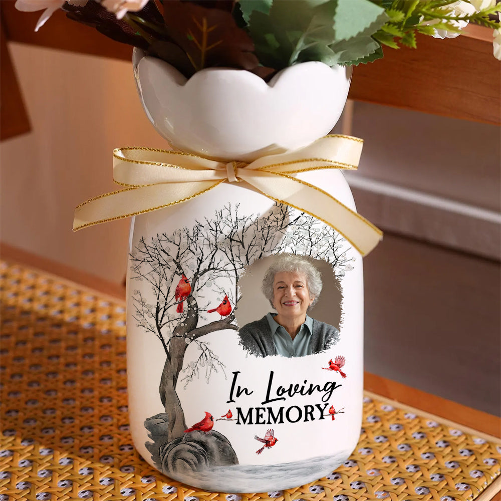 In Loving Memory - Personalized Custom Ribbon Tie Flower Vase