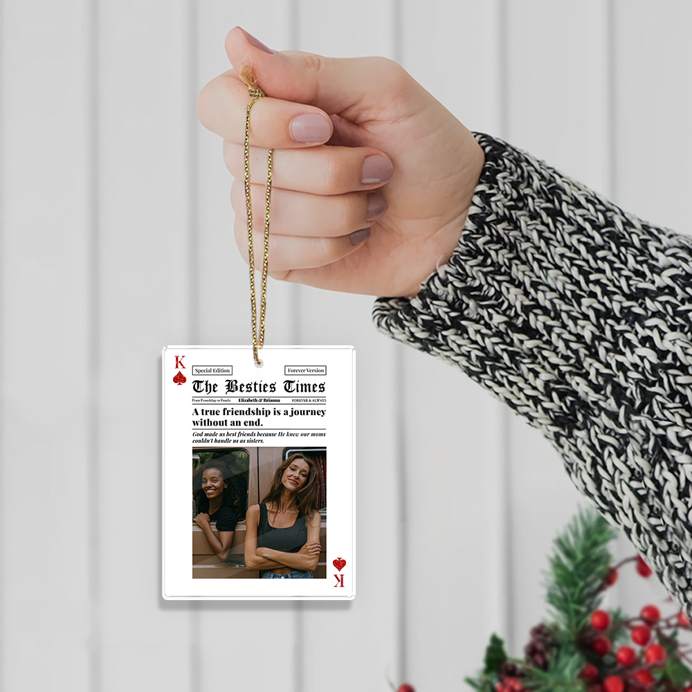 Best Friends Forever personalized acrylic ornament for besties; customizable friendship gift.
