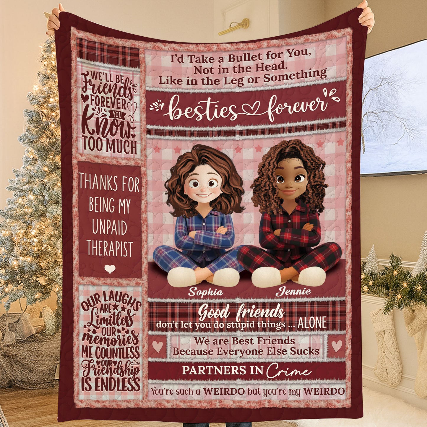 Bestie Forever Personalized Custom Blanket - a cozy gift to celebrate friendship.