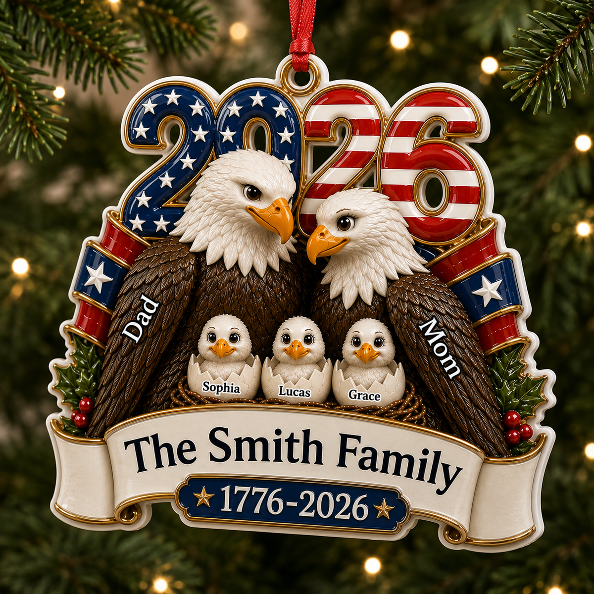Love Anchored In Heritage And Pride 250 Years Of Freedom - Real 3D Relief Ornament