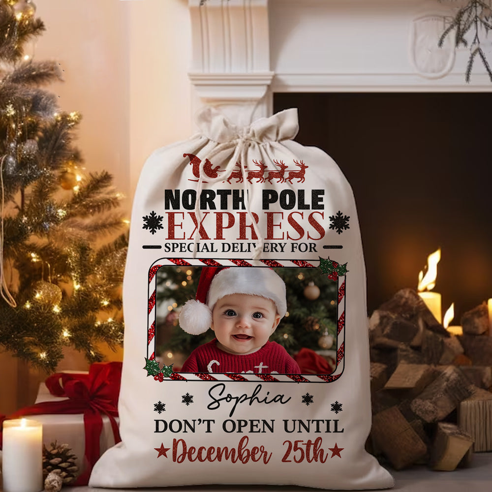 Christmas Express Christmas Bag, personalized gift sack for family.