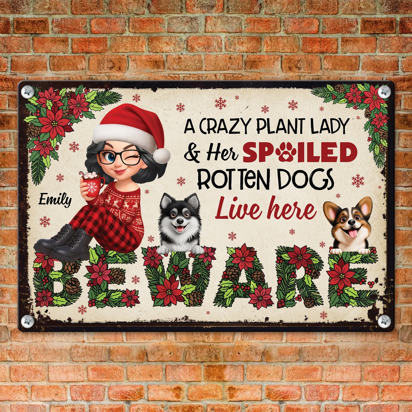 Personalized "Crazy Plant Lady" metal sign, custom name decoration for plant lovers.