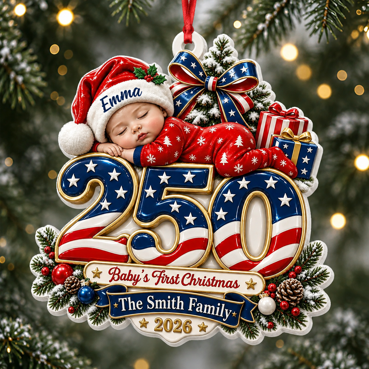 First Christmas, Historic Year - Merry Christmas - Real 3D Relief Ornament