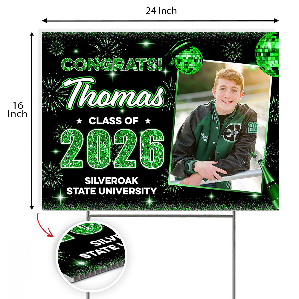Graduation Decor 2026 Lawn Sign, Graduation Gift - Personalized Graduation Yarn Sign With Stake