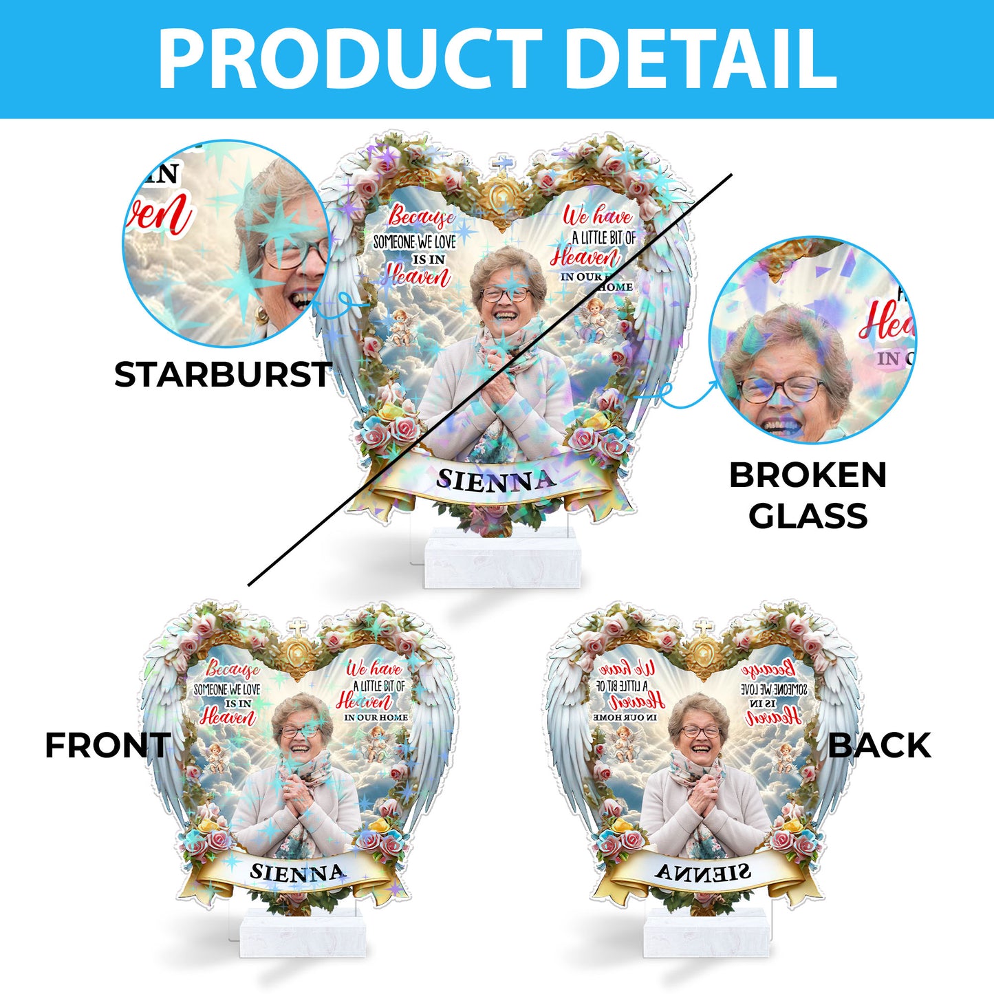 Personalized holographic acrylic photo plaque memorial gift with loving message, "I'm Always With You."