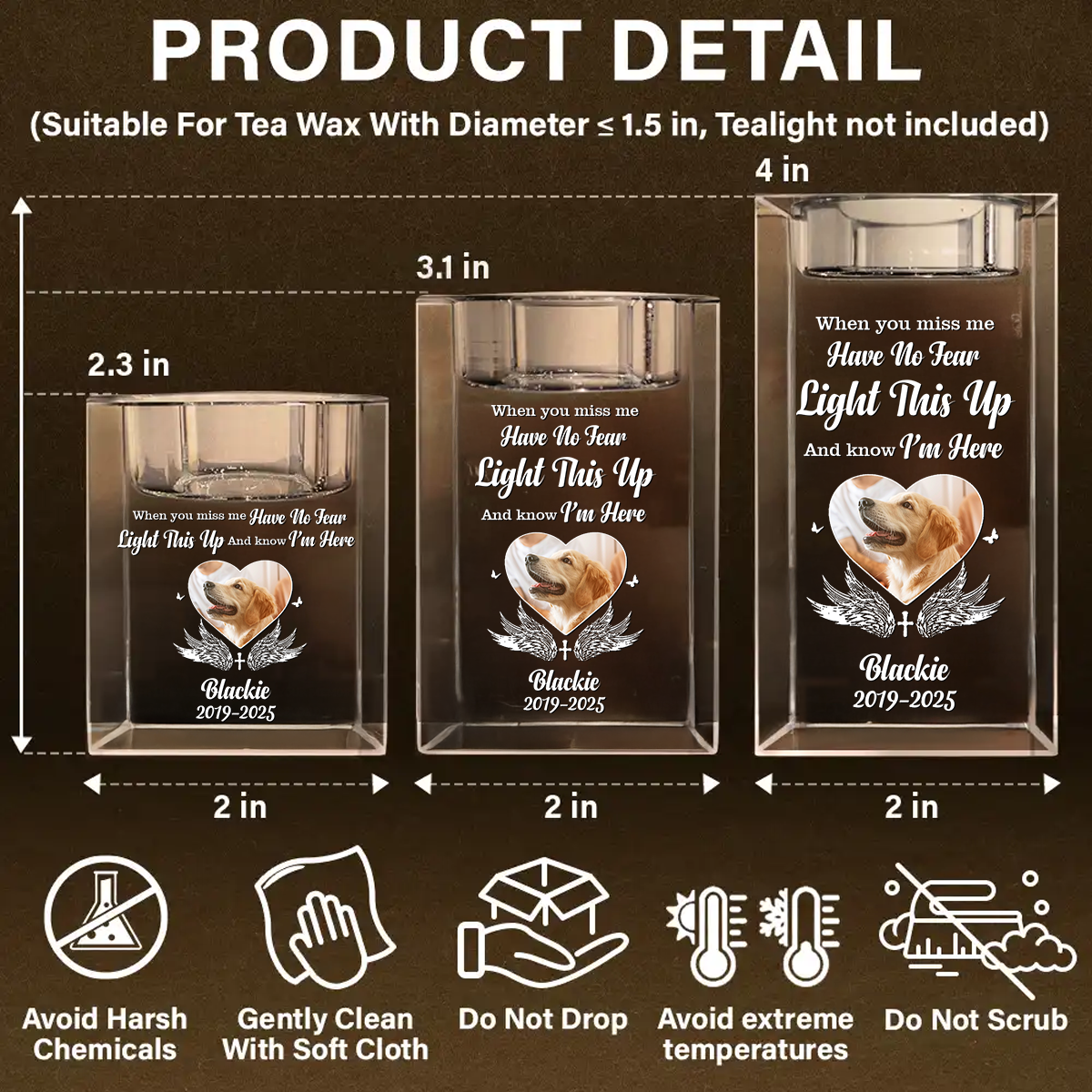 Personalized crystal candle holder, "Light This Up" design, perfect for adding a custom touch to any space.