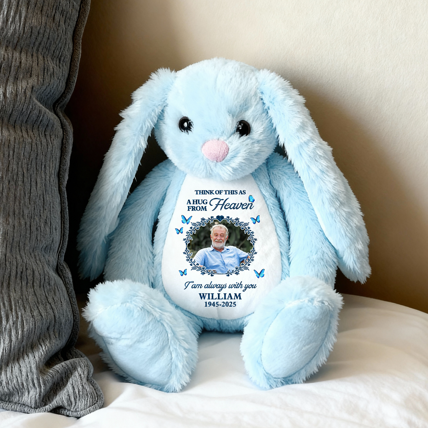 Think Of Me A Hug From Heaven - Plush Stuffed Bunny Rabbit for Easter Christmas Birthday