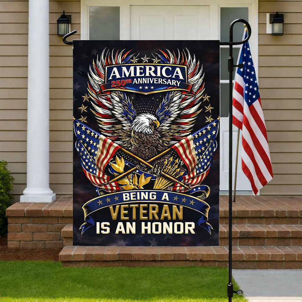 Veteran Flag Personalized Family Name America 250th Anniversary - Personalized Garden Flag